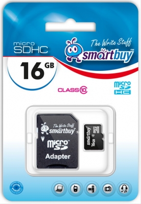 Smart Buy micro SD 16 Gb  CL10 адаптер SD 13249
